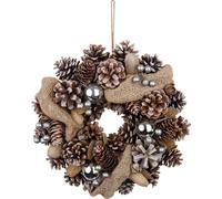 Couronne MagicHome Vianoce, naturelle, crème, suspendue, avec ruban, 30x8 cm