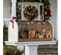 Couronne magnétique pour boîte aux lettres, cadeaux rustiques de Noël, flocons de neige, protection pour boîte aux lettres de Noël, décoration de maison, jardin, 53,3 x 64,9 cm