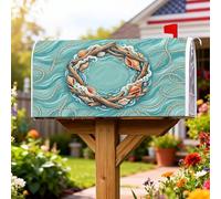 Couronne magnétique pour boîte aux lettres, coquillage nautique côtier, corde, couverture décorative pour porte d'entrée, 53,3 x 64,9 cm
