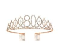 Couronne Mariage 1pc Birthday Crown Number Crown Rhinestone Crown Alloy Crown(And Rose Gold is 80 years old)