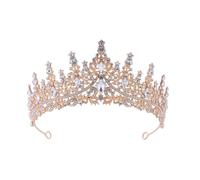 Couronne Mariage Dainty Queen Crown for Women, Crystal Princess Crown with Comb for Women, Bride Royal Headband Wedding Prom Pageant Party Halloween Cosplay(Golden White Diamond)