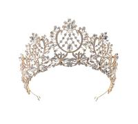 Couronne Mariage Dainty Queen Crown for Women, Crystal Princess Crown with Comb for Women, Bride Royal Headband Wedding Prom Pageant Party Halloween Cosplay(Golden white diamond)