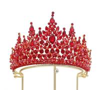 Couronne Mariage Dainty Queen Crown for Women, Crystal Princess Crown with Comb for Women, Bride Royal Headband Wedding Prom Pageant Party Halloween Cosplay(Red)