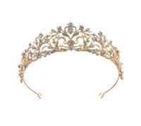 Couronne Mariage Dainty Queen Crown for Women, Crystal Princess Crown with Comb for Women, Bride Royal Headband Wedding Prom Pageant Party Halloween Cosplay(Golden)