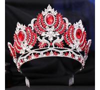 Couronne Mariage Dainty Queen Crown for Women, Crystal Princess Crown with Comb for Women, Bride Royal Headband Wedding Prom Pageant Party Halloween Cosplay(Big red diamond)