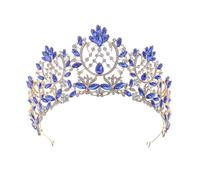 Couronne Mariage Dainty Queen Crown for Women, Crystal Princess Crown with Comb for Women, Bride Royal Headband Wedding Prom Pageant Party Halloween Cosplay(Golden blue diamond)