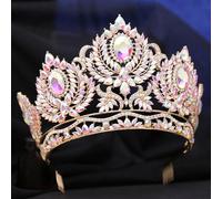 Couronne Mariage Dainty Queen Crown for Women, Crystal Princess Crown with Comb for Women, Bride Royal Headband Wedding Prom Pageant Party Halloween Cosplay(Full AB diamond)
