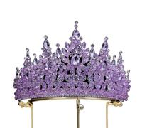 Couronne Mariage Dainty Queen Crown for Women, Crystal Princess Crown with Comb for Women, Bride Royal Headband Wedding Prom Pageant Party Halloween Cosplay(Purple)