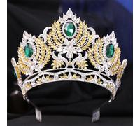 Couronne Mariage Dainty Queen Crown for Women, Crystal Princess Crown with Comb for Women, Bride Royal Headband Wedding Prom Pageant Party Halloween Cosplay(Yellow diamond)
