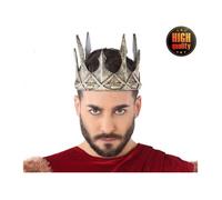 Couronne Médiévale Latex Argent pour Roi ou Reine - ATOSA - Femme - 15cm de hauteur totale - Intérieur