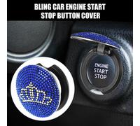 Couronne Motif Voiture Démarrer Arrêter Moteur Bouton Couverture Bleu Strass