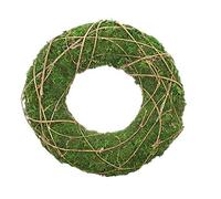 Couronne Mousse, Belle décoration en Mousse Naturelle Verte sur Support en métal, enveloppé de brindilles