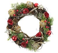 Couronne naturelle avec fleurs rouges Ø30 cm