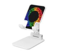 Couronne ovale arc-en-ciel motif drapeau fierté support pliable angle réglable hauteur bureau portable support de téléphone portable compatible avec tous les smartphones blanc