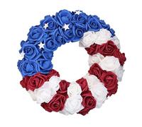 Couronne patriotique d'honneur de 40,6 cm - Couronne de drapeau sur le porche - Couronne commémorative pour le jour de l'indépendance durable - Décoration de porte d'entrée (en forme de cœur) Qmv634