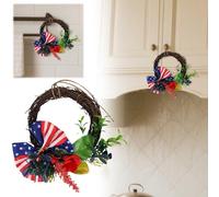 Couronne patriotique du 4 juillet pour porte d'entrée, fête de l'indépendance, couronne patriotique, grande pièce lumineuse, faite à la main, printemps, été, vacances, guirlande de roses pour école et