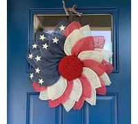 Couronne patriotique du drapeau U S pour porte d'entrée célébrant 250 ans d'identité Mélange de tissu résistant aux intempéries (4)