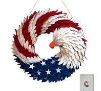 Couronne patriotique rouge blanc bleu drapeau guirlande, ailes courageuses design, porte de jour de l'indépendance et décoration murale à suspendre pour la maison, le bureau, le porche, fête