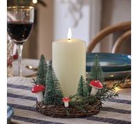Couronne pour Bougie, à Sapins et Champignons et Bougie LED TruGlow® de 15 cm
