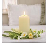 Couronne Pour Bougie Tulipes Jaune Sorbet & Marguerites avec Bougie LED TruGlow® 15 cm