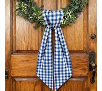 Couronne pour porte d'entrée, guirlande à carreaux pour vacances, mariage, fête d'anniversaire, décoration d'intérieur, intérieur et extérieur, décoration de porte d'entrée, porche, 12,7 x 140,7 cm