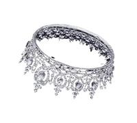 Couronne Princesse Couronnes royales en métal for reines et rois, diadèmes de mariée, coiffes de banquet, tiares(Silver Plated)