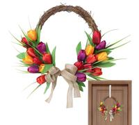 Couronne Printanière,Décoration Florale Artificielle,Couronne de Porte d'Entrée | pour Extérieur Intérieur Chambre Salon Mariage Fêtes