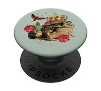 Couronne Roi Grenouille Libellule Fleur Cottagecore Esthétique Memes PopSockets PopGrip Adhésif