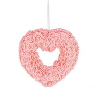 Couronne romantique en forme de cœur à suspendre à une porte, idéale pour la Saint-Valentin, un mariage, des fiançailles et un événement spécial (orange-rose)