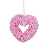 Couronne romantique en forme de cœur pour décoration de porte, design élégant, convient pour les demandes de mariage et les événements de vacances (rose rouge)