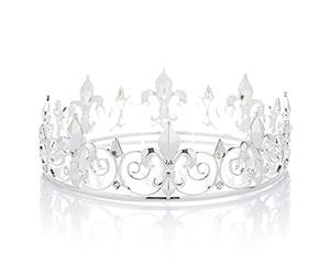 Couronne Royale Complète de Roi en Métal Couronnes et Diadèmes Pour Hommes Cosplay Mariage Bal de Fin d'Année Décorations de Fête Accessoires de Coiffe, M, Cristal de Verre Acrylique