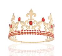 Couronne Royale de Roi Homme Couronnes de Prince en Métal Diadèmes Rond Complet Pour Noël/Mariage/Bal de Promo/Concours/Fête d'Anniversaire/Photographie, Moyen, Métal, Cristal
