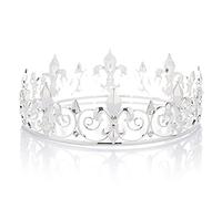 Couronne royale en métal pour homme - Pour cosplay, mariage, bal de fin d'année, décorations de fête, Medium, Verre Cristal Verre Cristal Acrylique