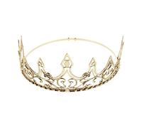 Couronne Royale Médiévale Dorée en Alliage, Style Vintage | Design Classique de Reine, Pièce Légère au Port Confortable, pour Festivités Nuptiales et Bal