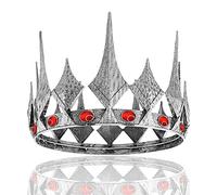 Couronne royale ronde en opale pour bal de fin d'année, concours de beauté, fête d'anniversaire, Saint-Valentin, Large Size 7.28" Diameter, Alliage, Opale