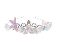 Couronne Sirène Élégante en Métal et Acrylique, Décoration Capillaire | Style Charmant, Forme Couronne, Résine Incluse, Usage Polyvalent, Accessoire Coiffure Fille pour Fête
