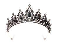 Couronne Strass, Diadème Mariage Couronne, Couronne Baroque Vintage Ronde, Rétro Gothique Strass Couronne pour Mariage, Tiare Baroque pour Femme,Diadème en Cristal, Cristal Diademe Femme (A)