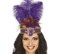 couronne strass longues plumes lilas adulte - guirca 13090 Violet G
