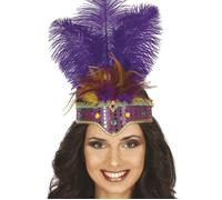 COURONNE STRASS LONGUES PLUMES LILAS ADULTE Violet, Lilas, Lavande, Parme, Prune
