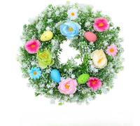 Couronne sur le thème de Pâques avec œufs en mousse plastique et éléments floraux en soie pour décoration saisonnière