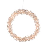 Couronne suspendue en métal LED 30cm - rose doré - Couronne décorative à suspendre illuminée - Décoration de porte de Noël avec minuterie fonctionnant sur piles