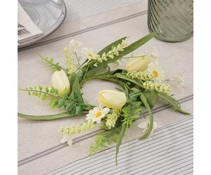 Couronne Tulipes Jaune Sorbet & Marguerites pour Bougie