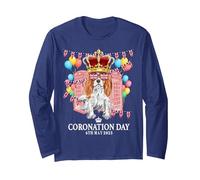 Couronnement Britannique pour Enfants et Cavalier King Charles Coronation Manche Longue, Unisexe pour Adultes, Bleu Marine, XXL