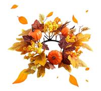 Couronnes Automne Pour Bougies, Décoration De Couronne De Bougies Pour Table, Guirlande Artificielle De Feuilles D'Érable, Citrouilles Et Baies, Pour Thanksgiving Halloween Mariage Centre De Table Aut