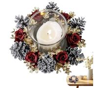 Couronnes d'anneaux de bougies,anneaux de bougies de Noël | Pommes de pin Roses Couronne de table de Noël Centres de table de Noël,Chandelier délicat, couronne de noël, couronnes de bougies pour salon