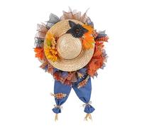Couronnes d'automne chapeau de paille épouvantails, couronnes d'automne | Couronnes de ferme d'automne d'automne | Couronnes d'automne pour porte d'entrée artificielle pour mur de porte de fenêtre