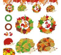 Couronnes D'Automne pour Enfants Bricolage Animal Créations Artisanales Créatifs Automne Gommettes Automne Feuilles Loisirs Créatifs D'Automne et D'Hiver pour Enfants Kits de Hérissons à Feuilles