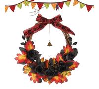 Couronnes d'automne pour porte d'entrée, ornement de fausses feuilles d'érable, 40,6 cm, couronne de vacances décorative pour Halloween, cuisine, cheminée, fête, porche, extérieur