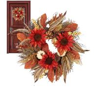 Couronnes d'automne pour porte d'entrée, tournesols Halloween couronnes pour la porte d'entrée | Fournitures de fête de Thanksgiving Signes pour cheminée fenêtre en plein air Décoration intérieure