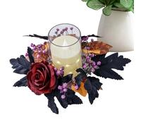 Couronnes De Bougies Halloween - Couronne Florale Artificielle pour Bougies | Décor Élégant de Centre de Table Halloween pour Table à Manger Cheminée Cuisine